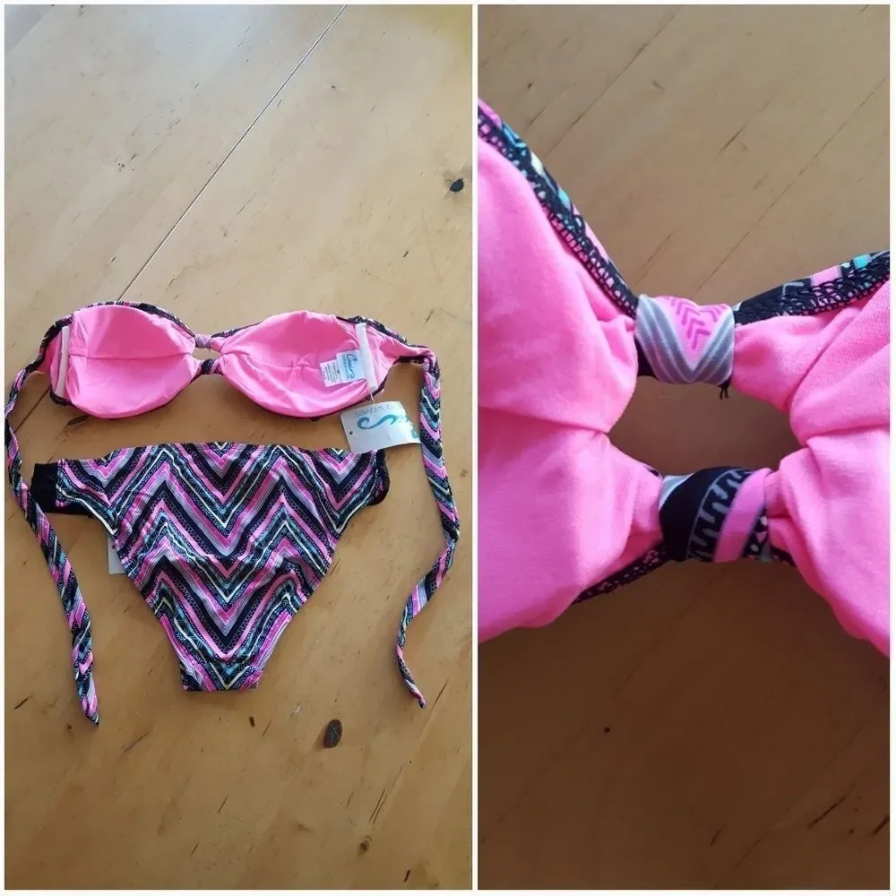 California Waves Strapless Bikini Sz M